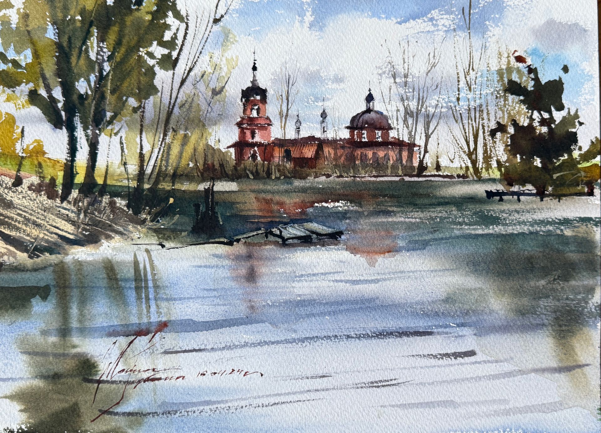 Жанна Губина (Авторская графика - 
                  36 x 26 см) Весенний этюд