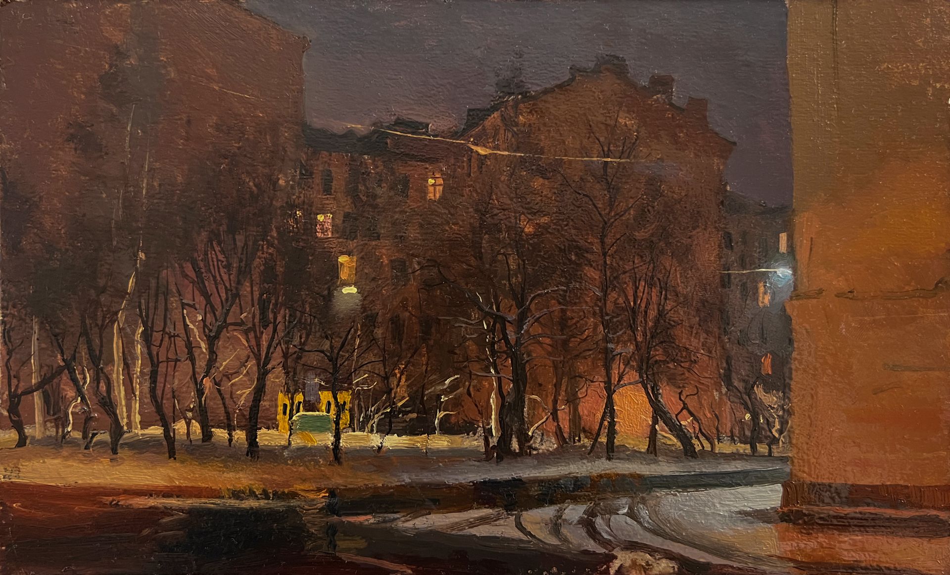 Михаил Псюрников (Картина, живопись - 
                  25 x 15 см) Ночной город 3