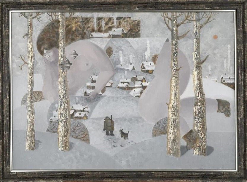 Юлия Шадрина (Картина, живопись - 
                  84 x 59 см) "Утро в Чусовом" из диптиха "Зимушка"