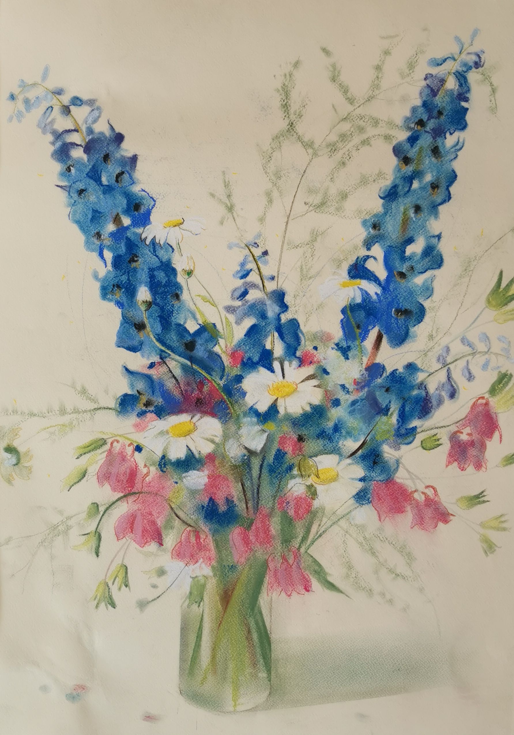 Регина Буглеева (Авторская графика - 
                  50 x 70 см) Весенний букет пастелью