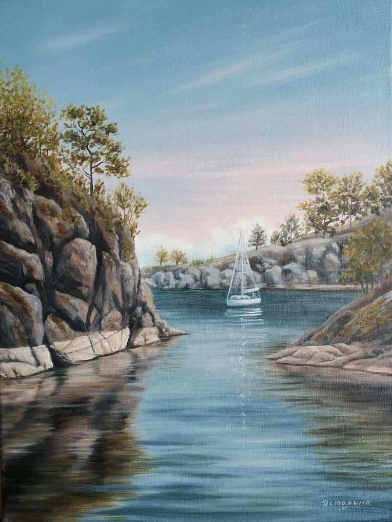 Елена Истомина (Картина, живопись - 
                  30 x 40 см) По глади карельских озер