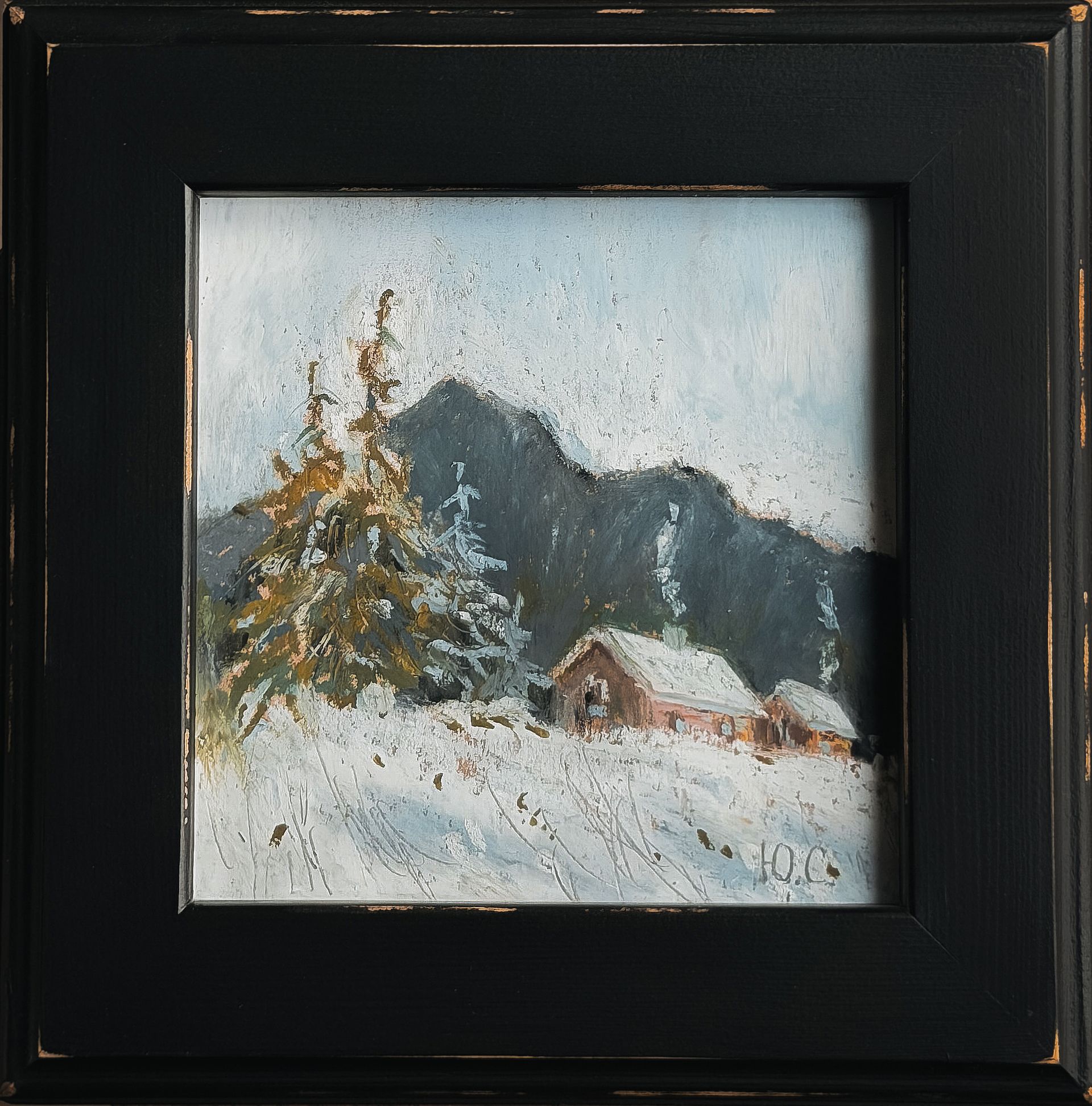 Светлана Юматова (Картина, живопись - 
                  27 x 27 см) Затопили печку