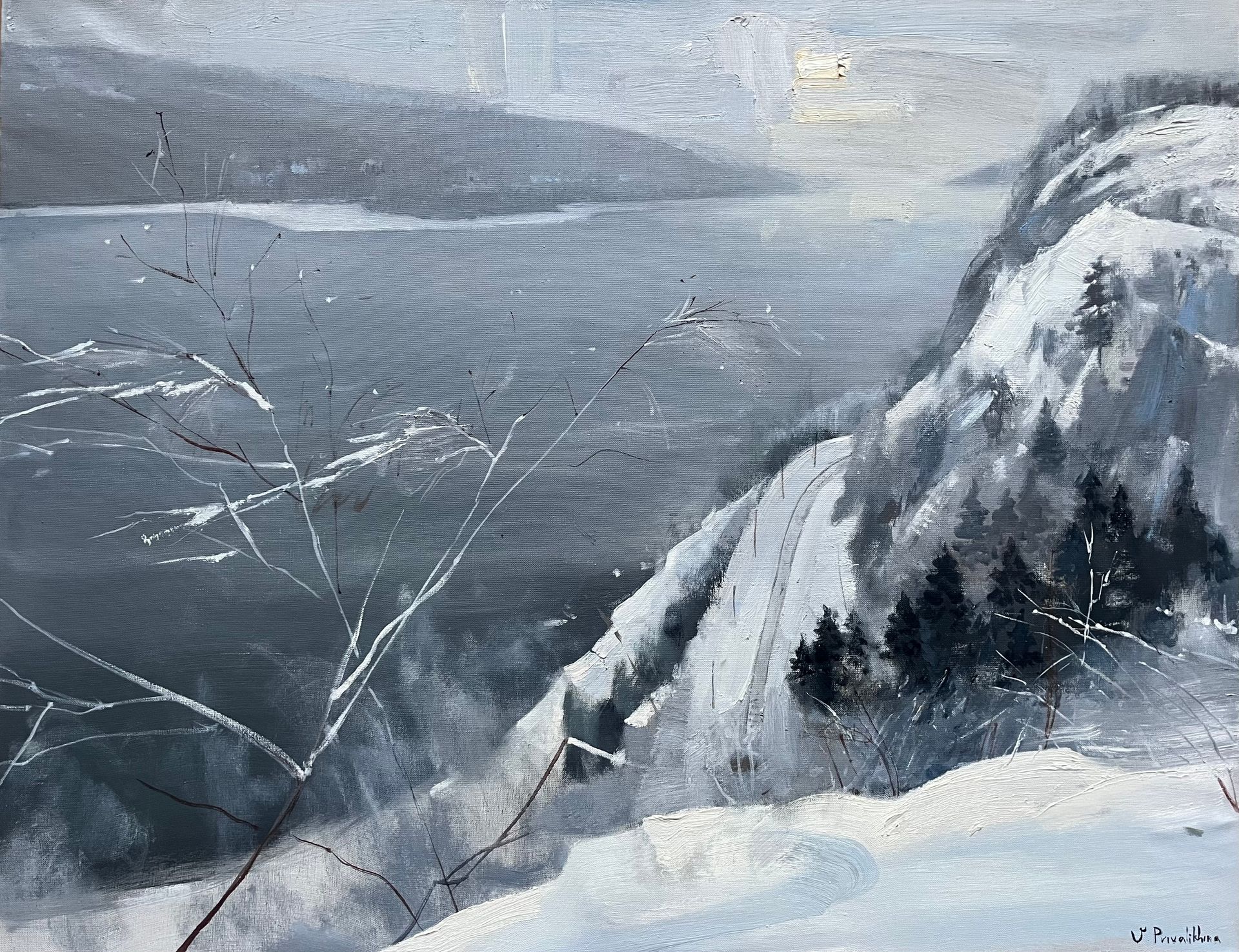 Валерия Привалихина (Картина, живопись - 
                  90 x 70 см) Вид на Енисей