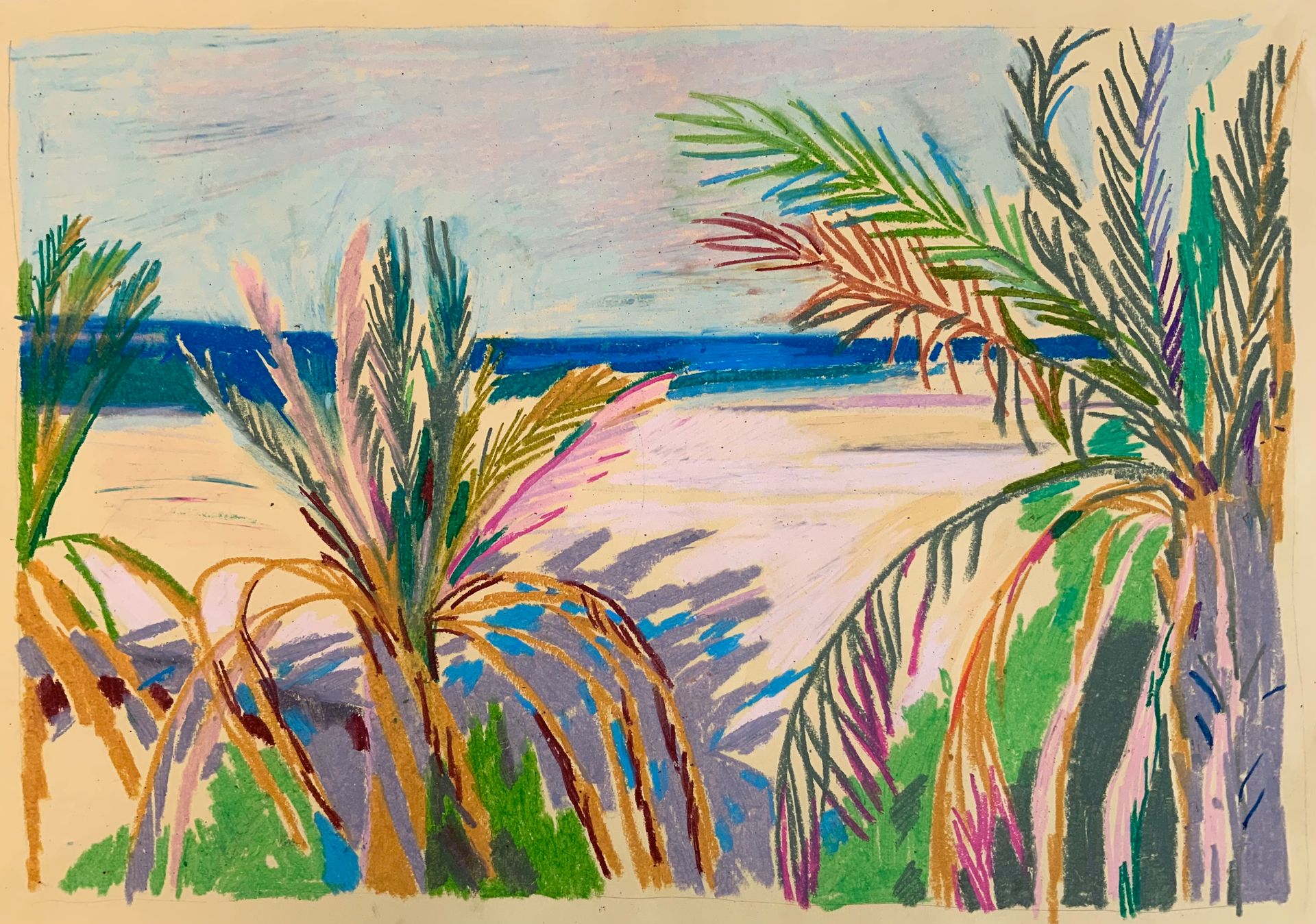 Елизавета Тульчинская (Авторская графика - 
                  44.5 x 31 см) Солнечный день в Африке