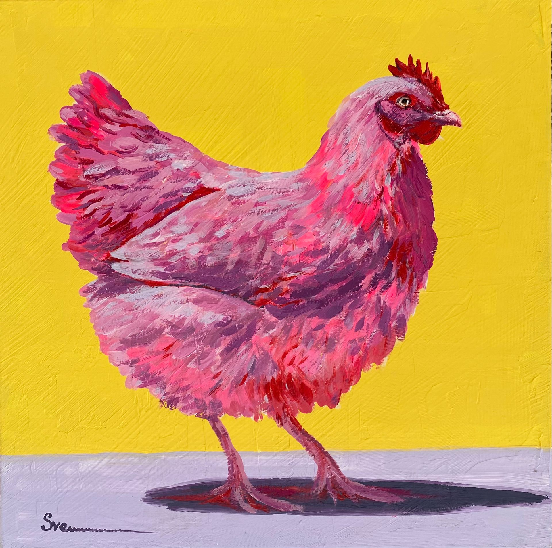 Светлана Евсеева (Картина, живопись - 
                  40 x 40 см) Розовое на желтом