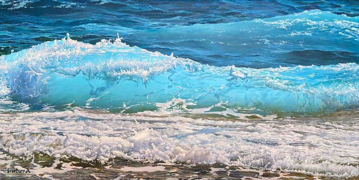 Антон Гревцев (Картина, живопись - 
                  100 x 50 см) The wave