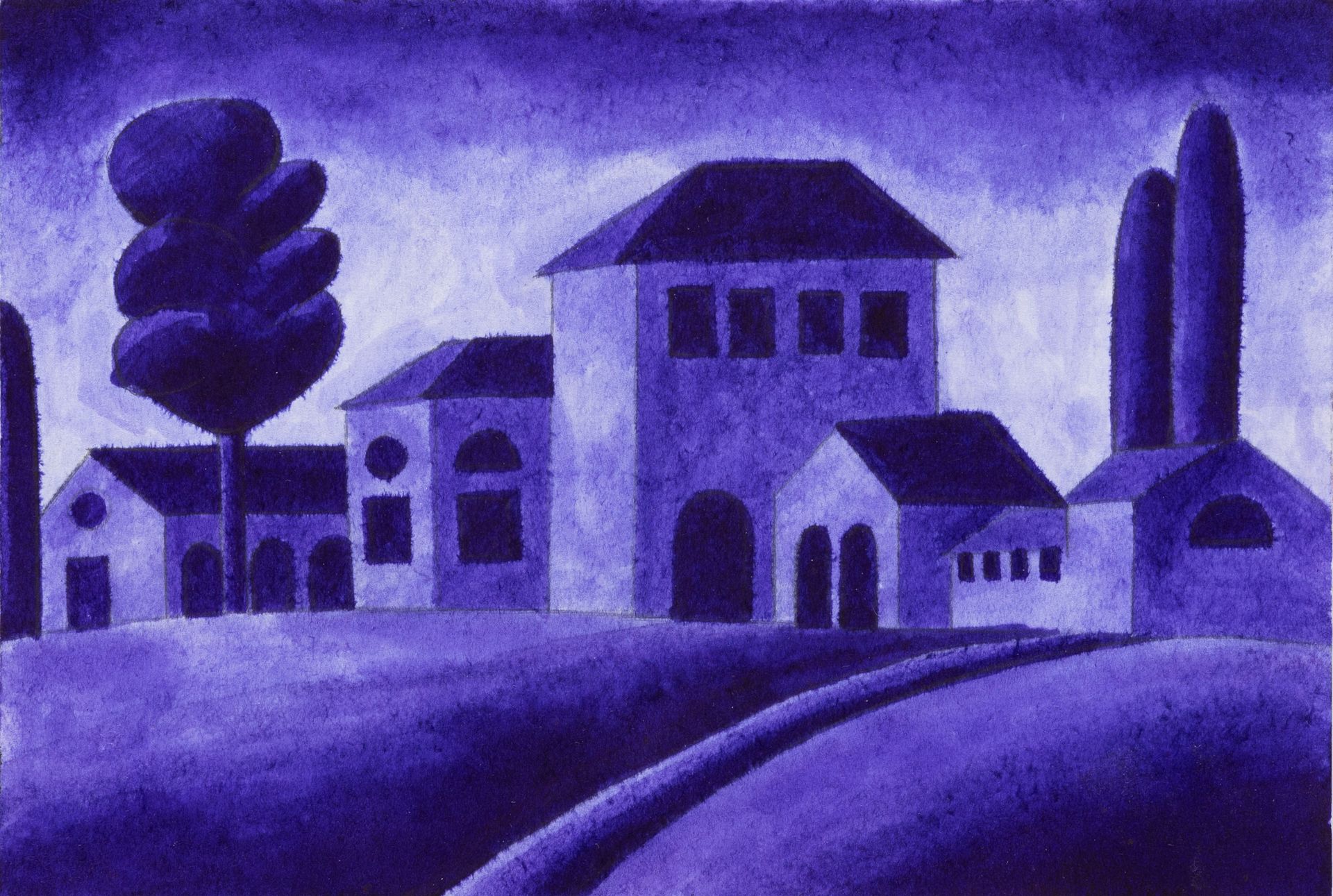 Олег Хвостов (Авторская графика - 
                  19 x 13 см) Тосканский пейзаж
