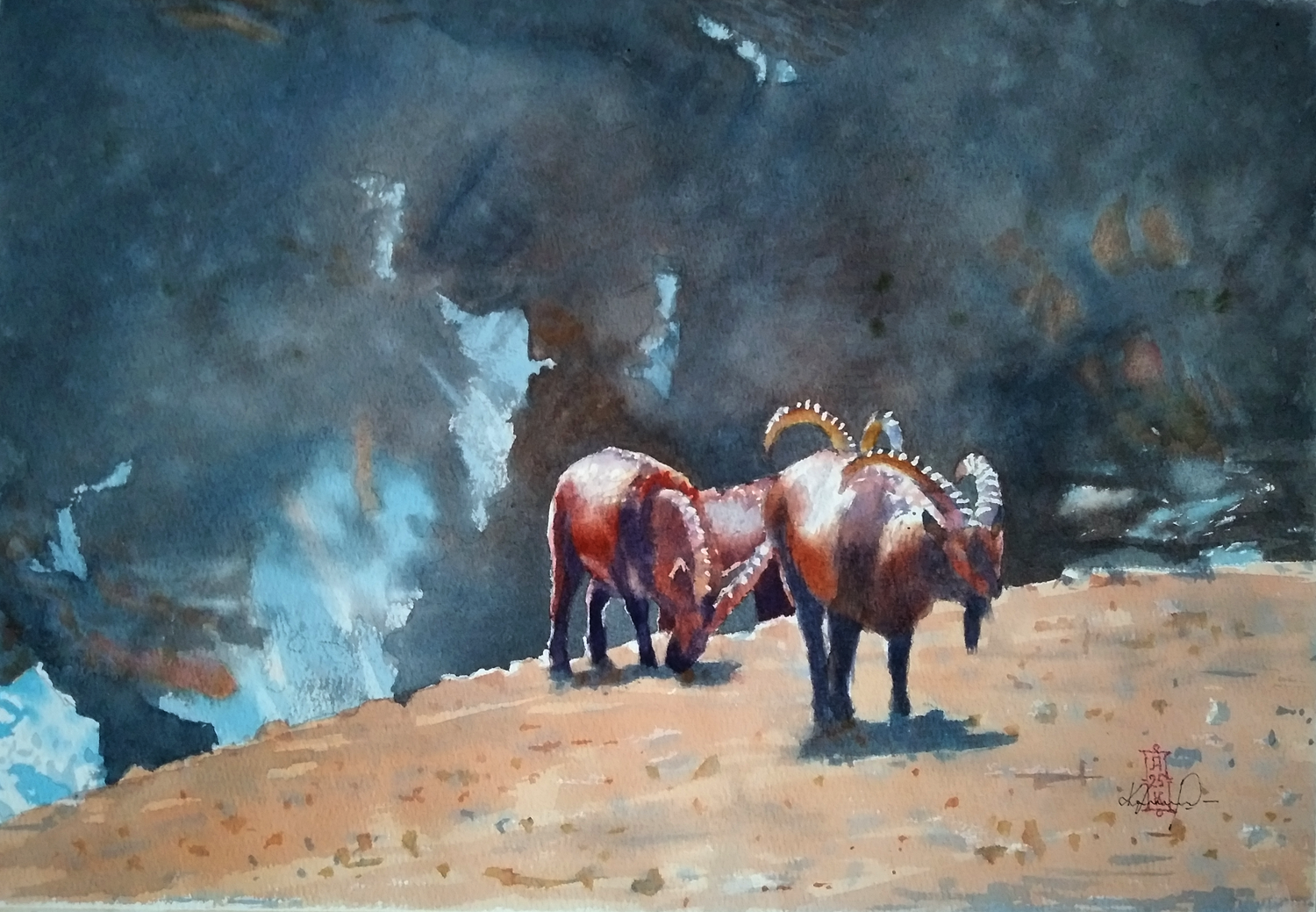 Александр Кормилицын (Авторская графика - 
                  42 x 30 см) Горная стража. Тибет