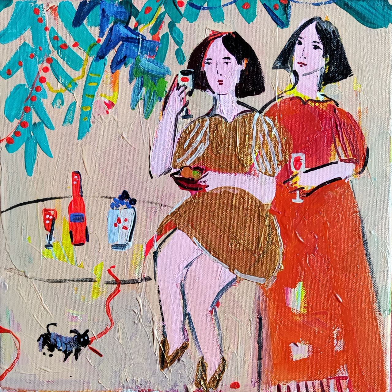 Олеся Лишаева (Картина, живопись - 
                  30 x 30 см) Бокальчик счастья