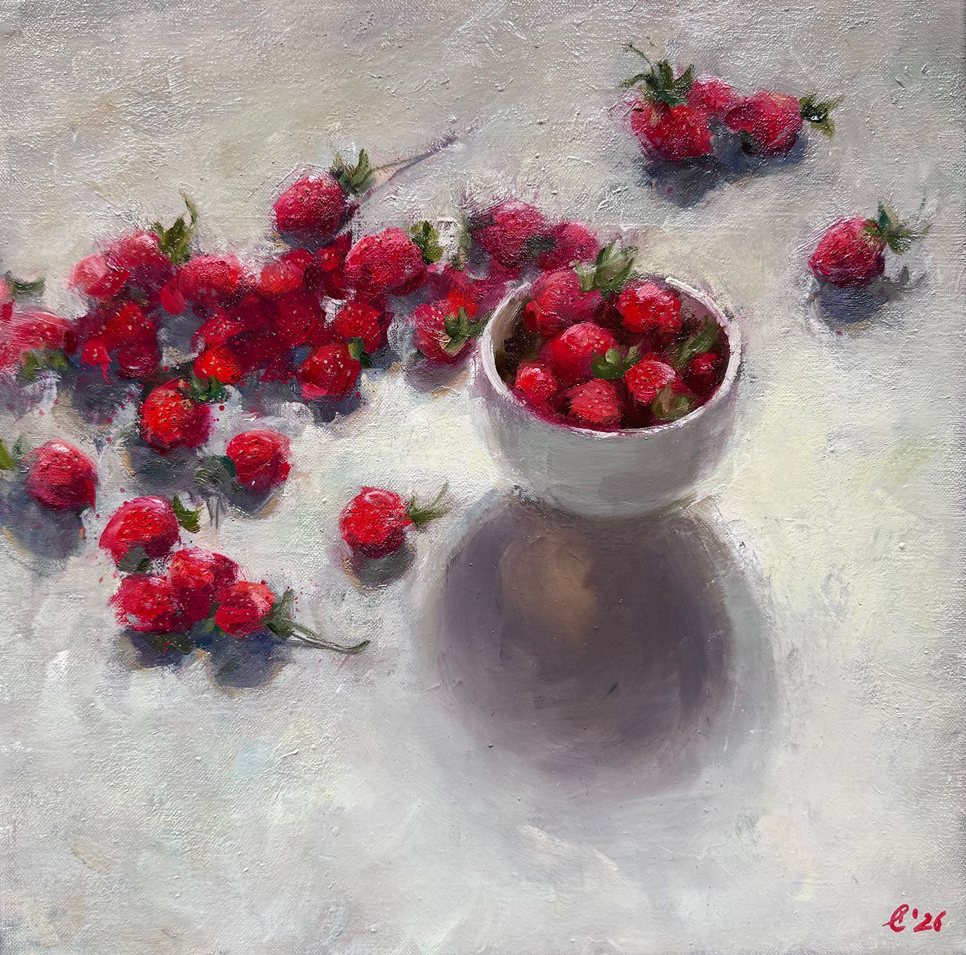 Екатерина Феоктистова (Картина, живопись - 
                  35 x 35 см) Клубника