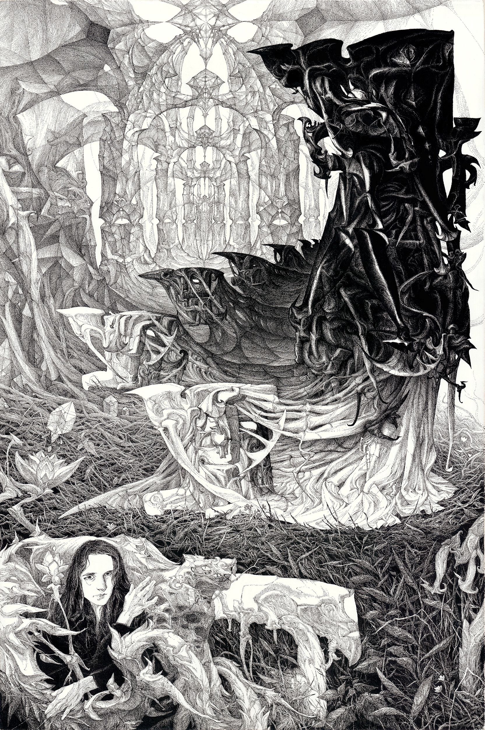 Дарья Хлебникова (Авторская графика - 
                  40 x 60 см) Принц Амигдалы в ангельском дворце зеркал