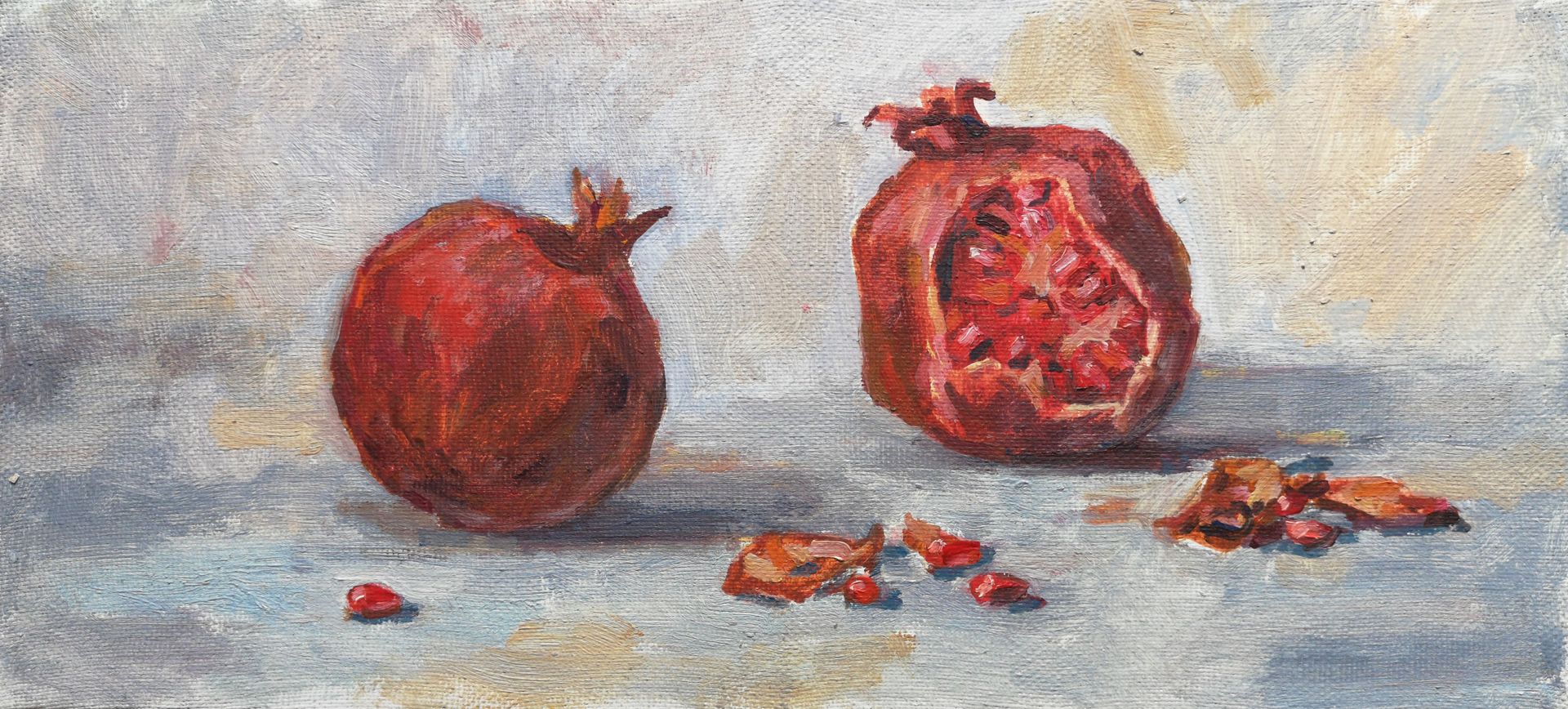 Елена Санина (Картина, живопись - 
                  36 x 16 см) Гранат. Этюд