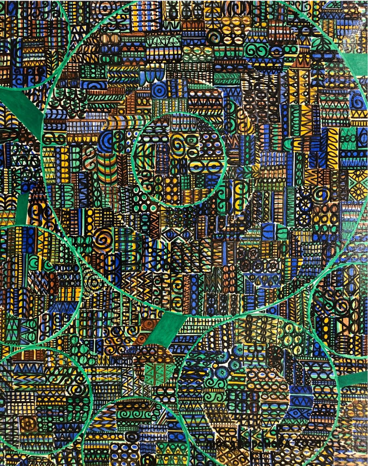 Люся Воронова (Картина, живопись - 
                  80 x 100 см) Охра на зелено-голубом