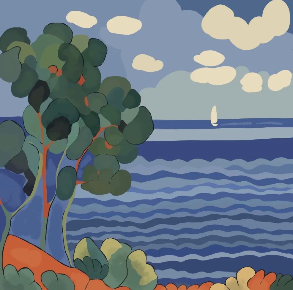 Нина Цориева (Картина, живопись - 
                  70 x 70 см) Морской пейзаж