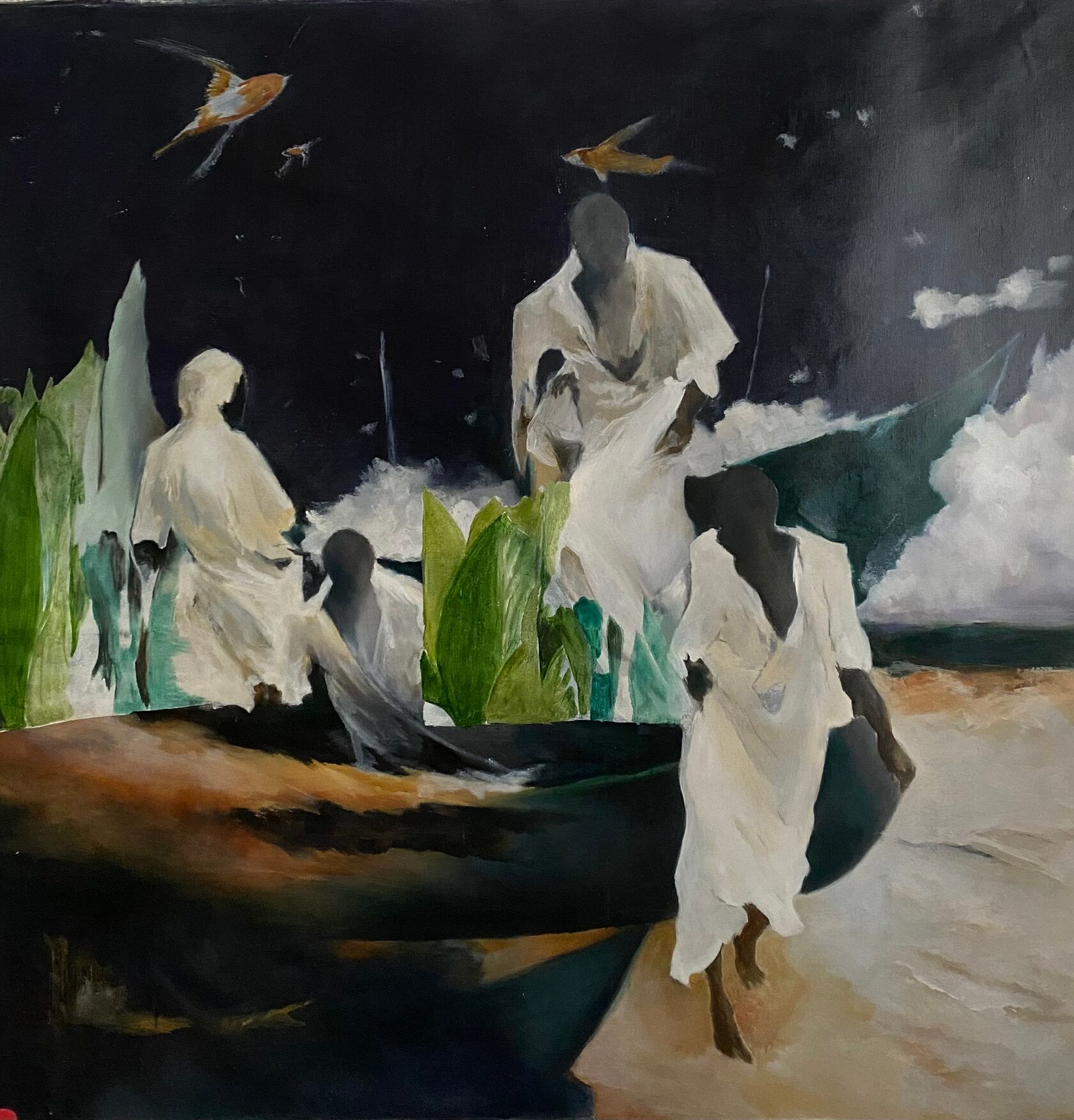 Лена Троянская (Картина, живопись - 
                  100 x 100 см) Перевозчики сада