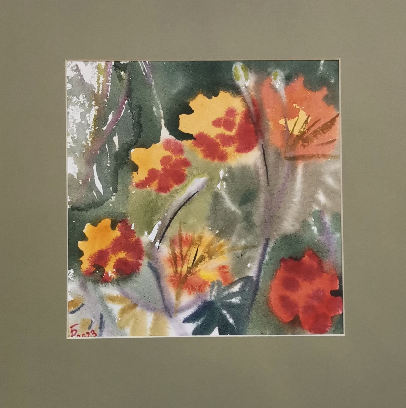 Регина Буглеева (Авторская графика - 
                  30 x 30 см) Бархатцы