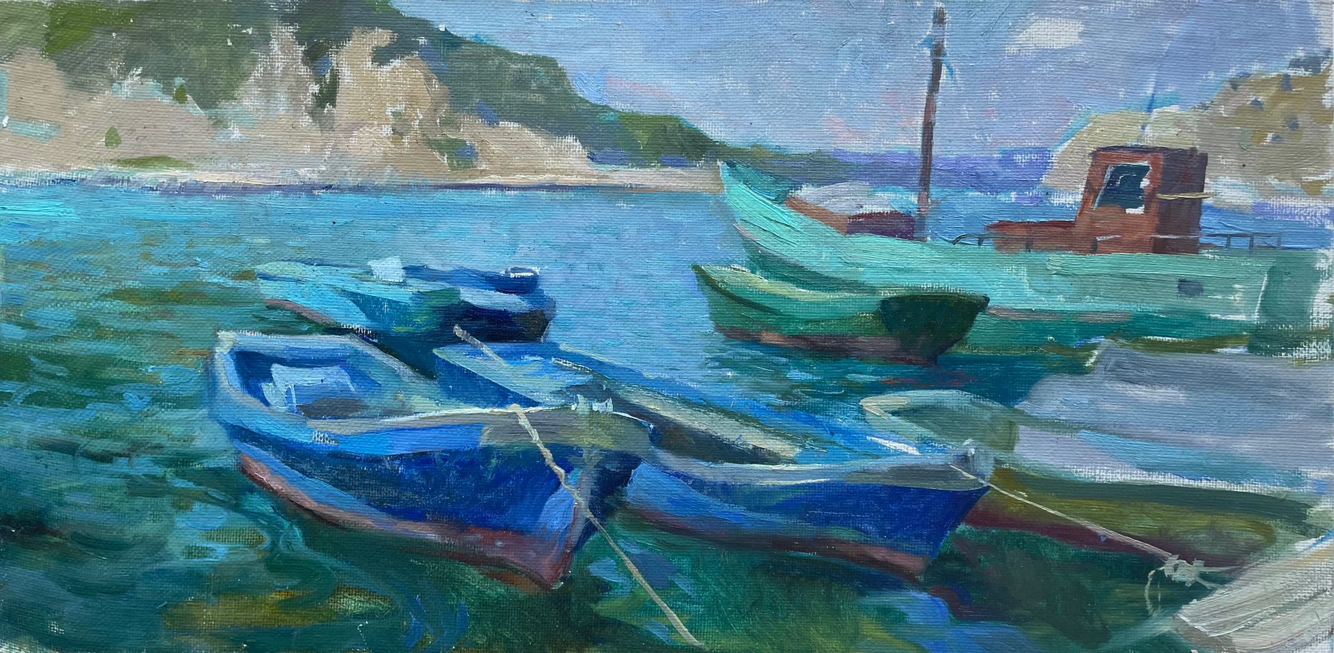 Алина Коршункова (Картина, живопись - 
                  60 x 30 см) Причал в Балаклаве