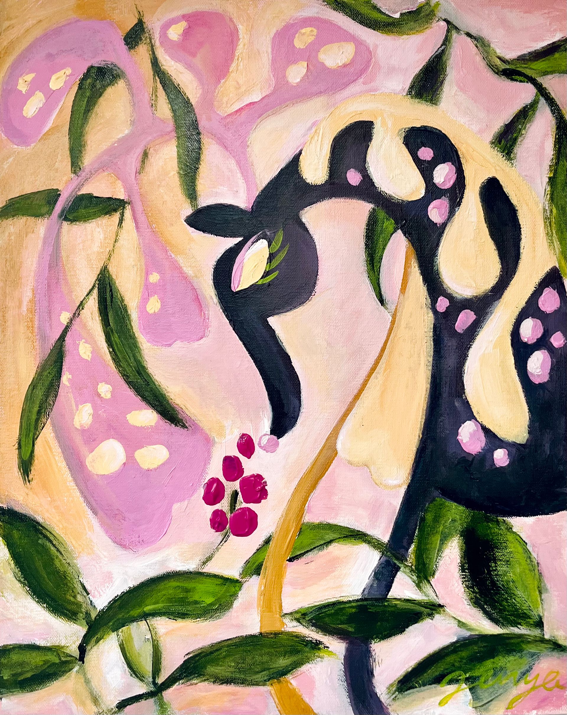 Jenya Jary (Картина, живопись - 
                  40 x 50 см) Встреча в лесу с цветком женьшеня