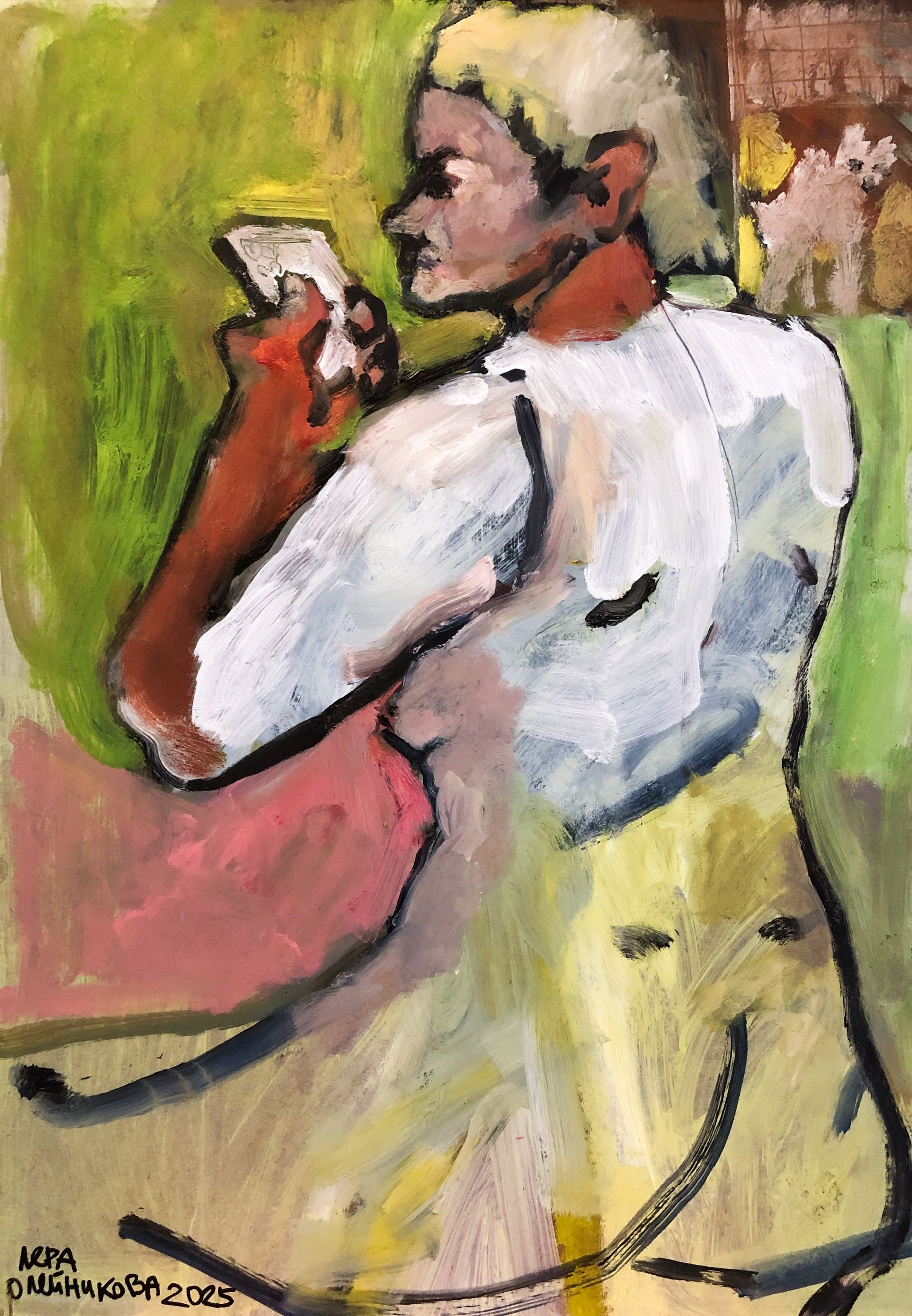 Лера Олейникова (Авторская графика - 
                  41 x 59 см) Обнаженная и календарь с собачками