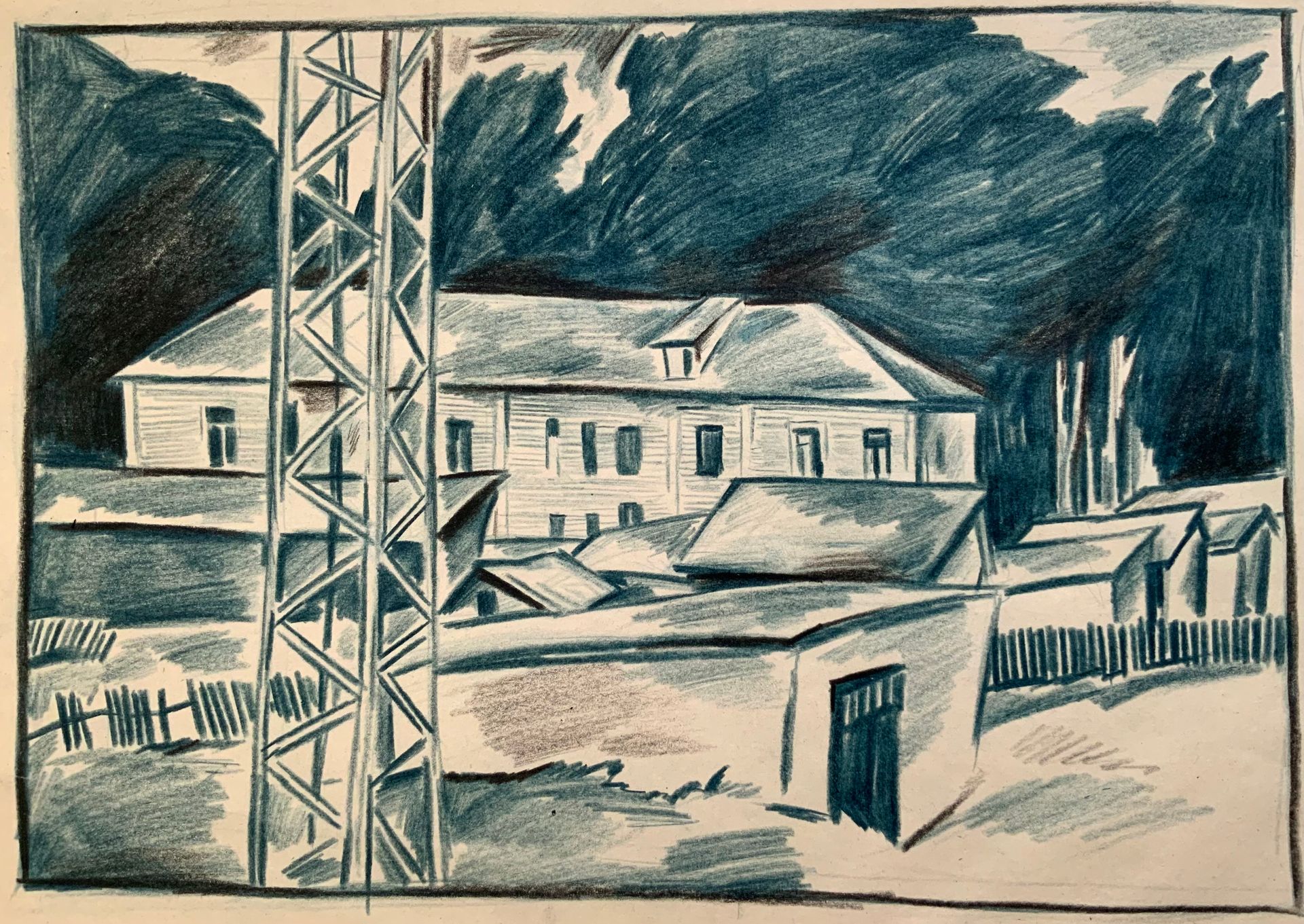 Елизавета Тульчинская (Авторская графика - 
                  25.5 x 17.5 см) Великий Устюг. Двор