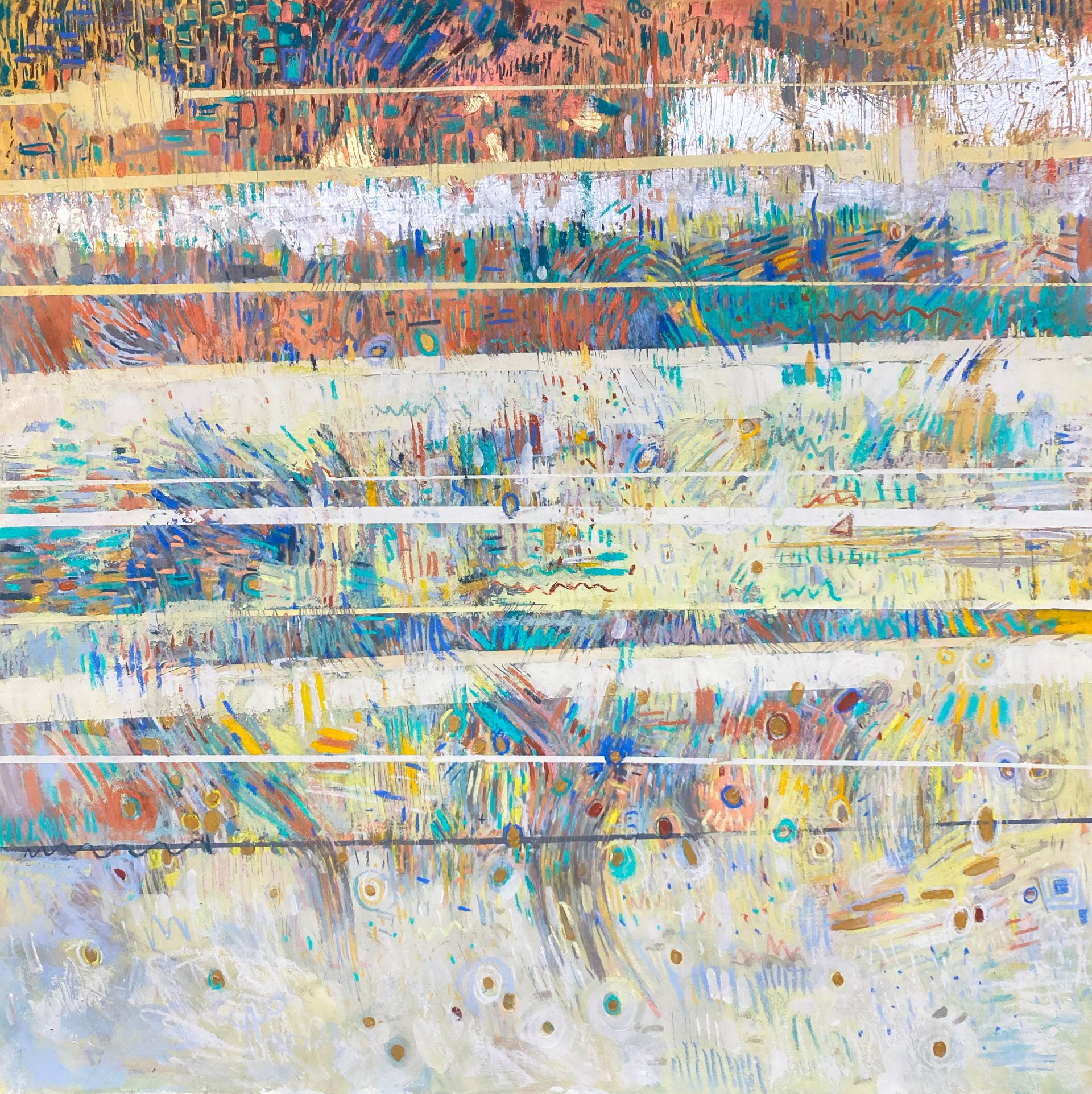 Олег Агафонов (Авторская графика - 
                  99 x 99 см) Рухнувшие небеса — Пути