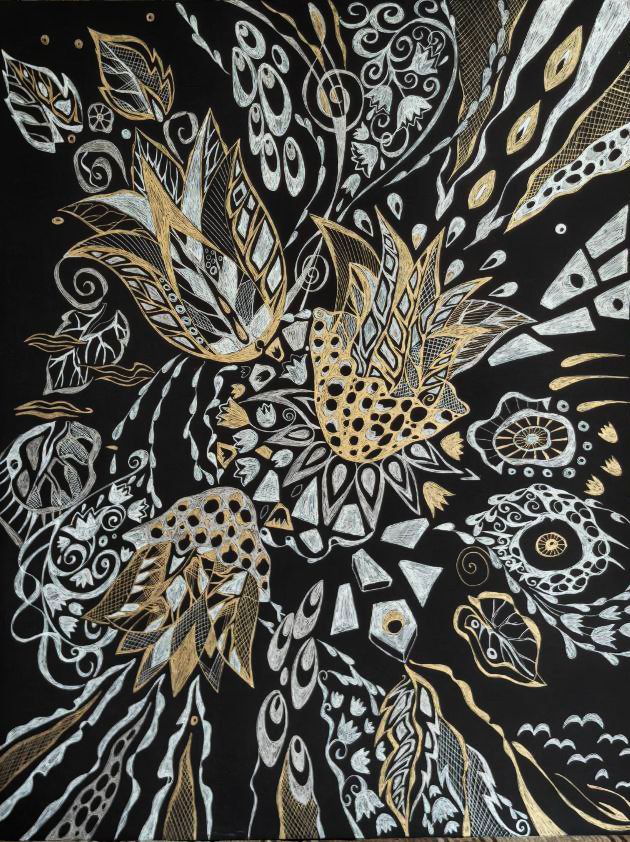 Ирина Шумская (Авторская графика - 
                  50 x 70 см) Звон колокольчиков