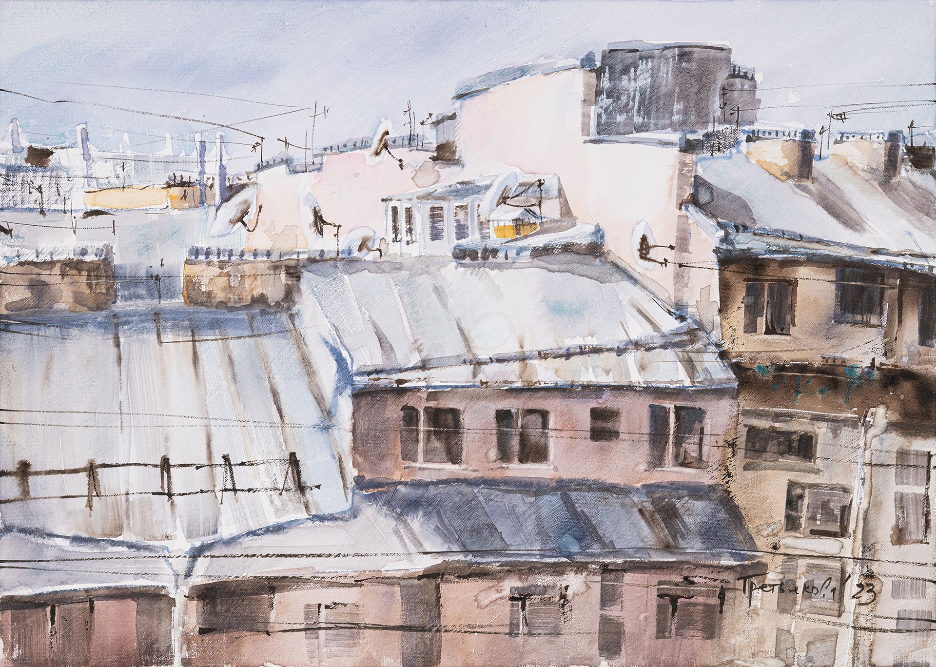 Юлия Третьякова (Картина, живопись - 
                  70 x 50 см) Петербургские крыши