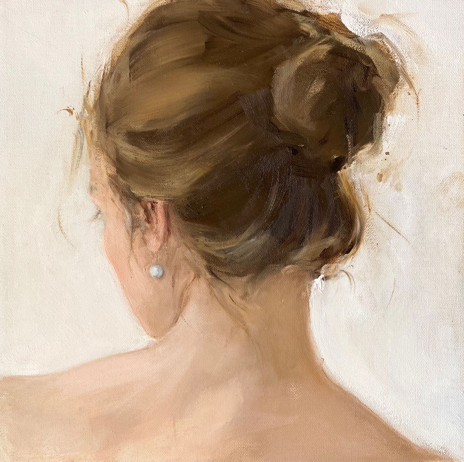 Екатерина Феоктистова (Картина, живопись - 
                  25 x 25 см) Жемчужная сережка