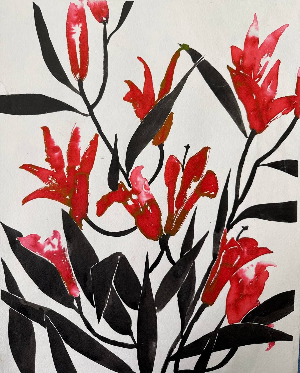 Алена Сокольникова (Авторская графика - 
                  33.5 x 41.5 см) Лилии