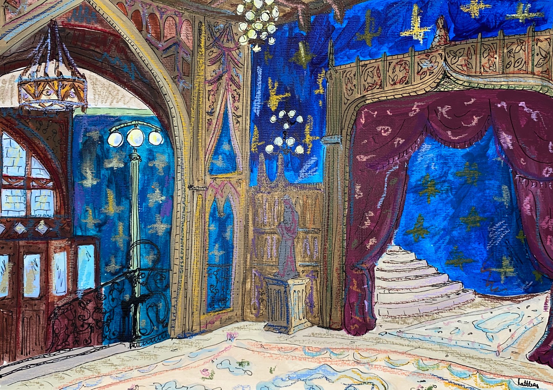 Катя Афонина (Авторская графика - 
                  38 x 27 см) La Maison de Morozova - L'entree