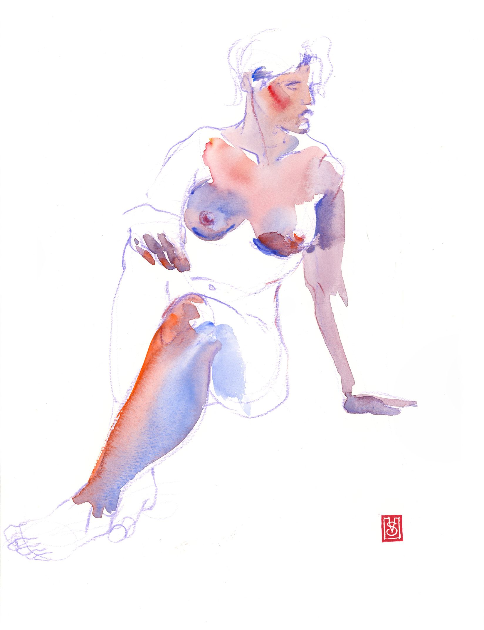 Виктория Севастьянова (Авторская графика - 
                  28 x 38 см) Nude life drawing 0152