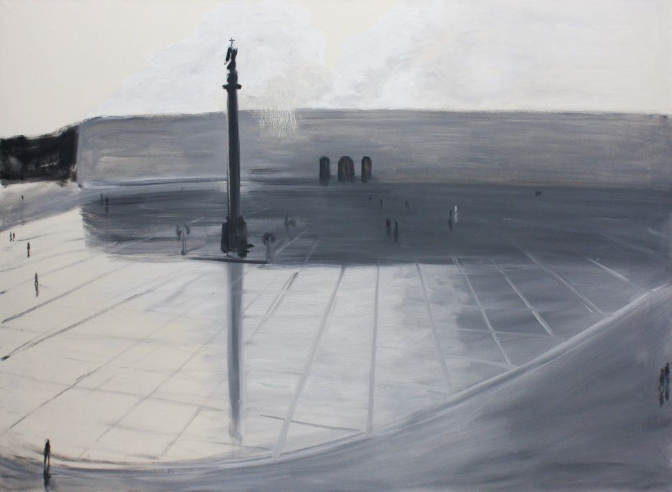 Илья Овсянников (Картина, живопись - 
                  150 x 110 см) Вид на площадь после дождя