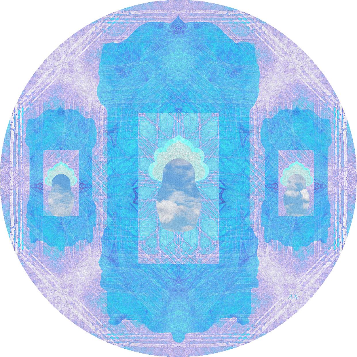 Лариса Корж (Графика цифровая (принты) - 
                  30 x 30 см) Три девицы у окна