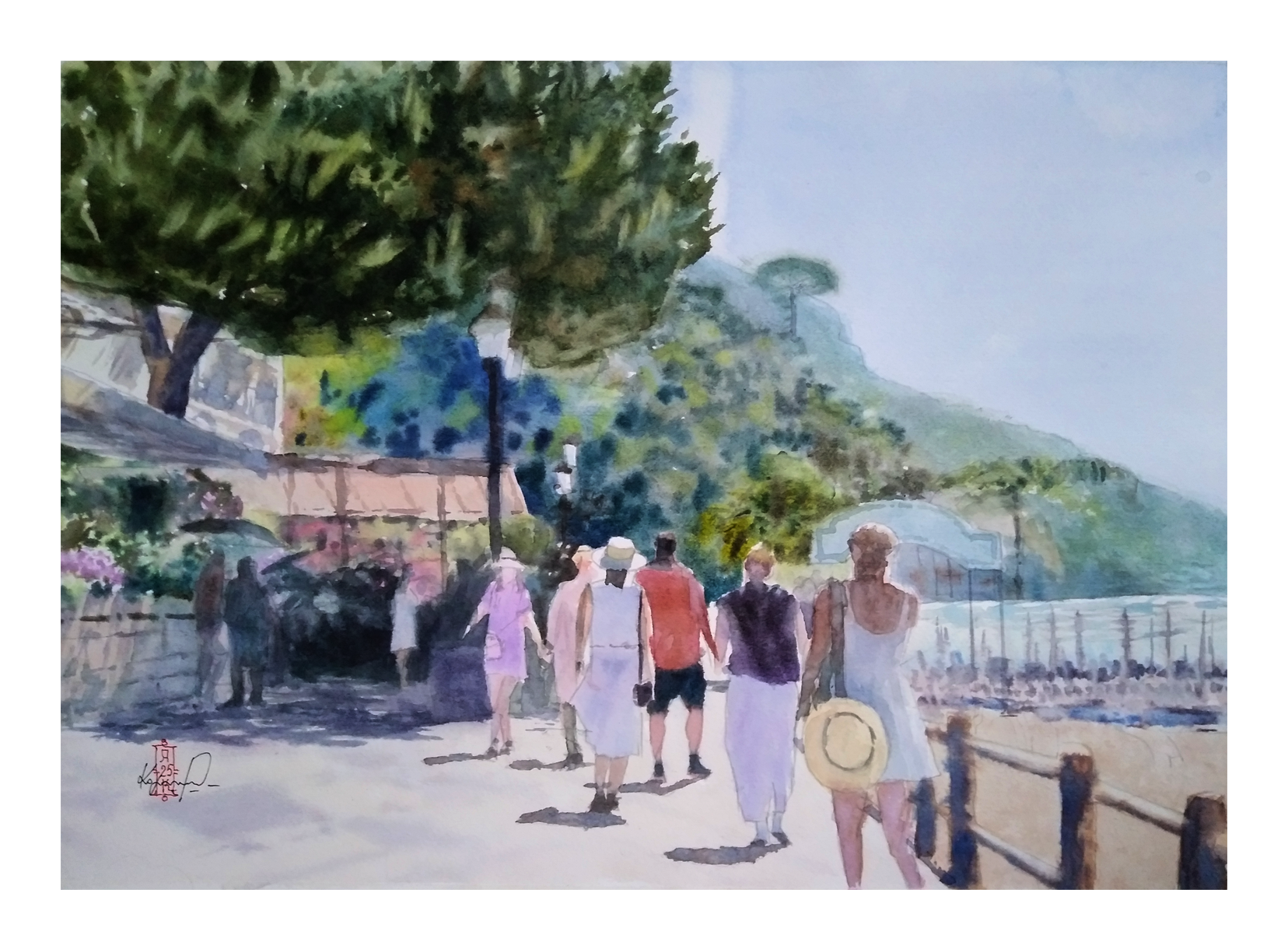 Александр Кормилицын (Авторская графика - 
                  42 x 30 см) Прогулка по солнечному берегу Италии