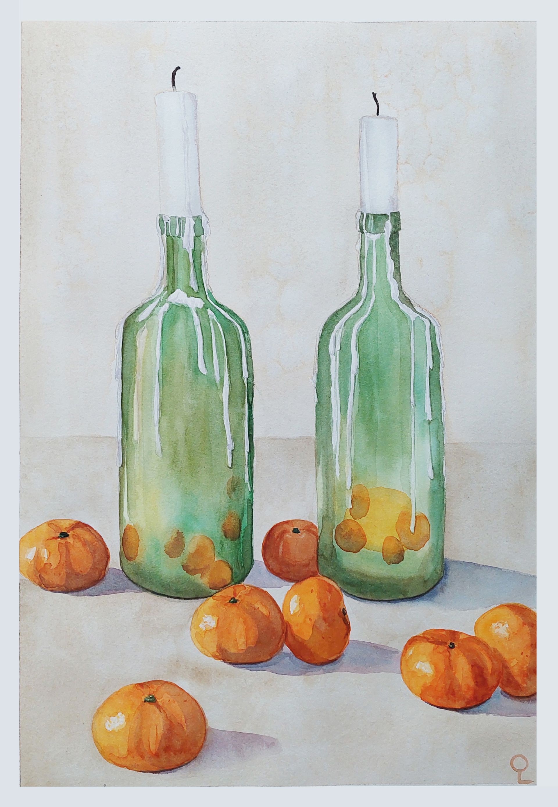 Оливия Лем (Авторская графика - 
                  27 x 39 см) Свечи и мандарины