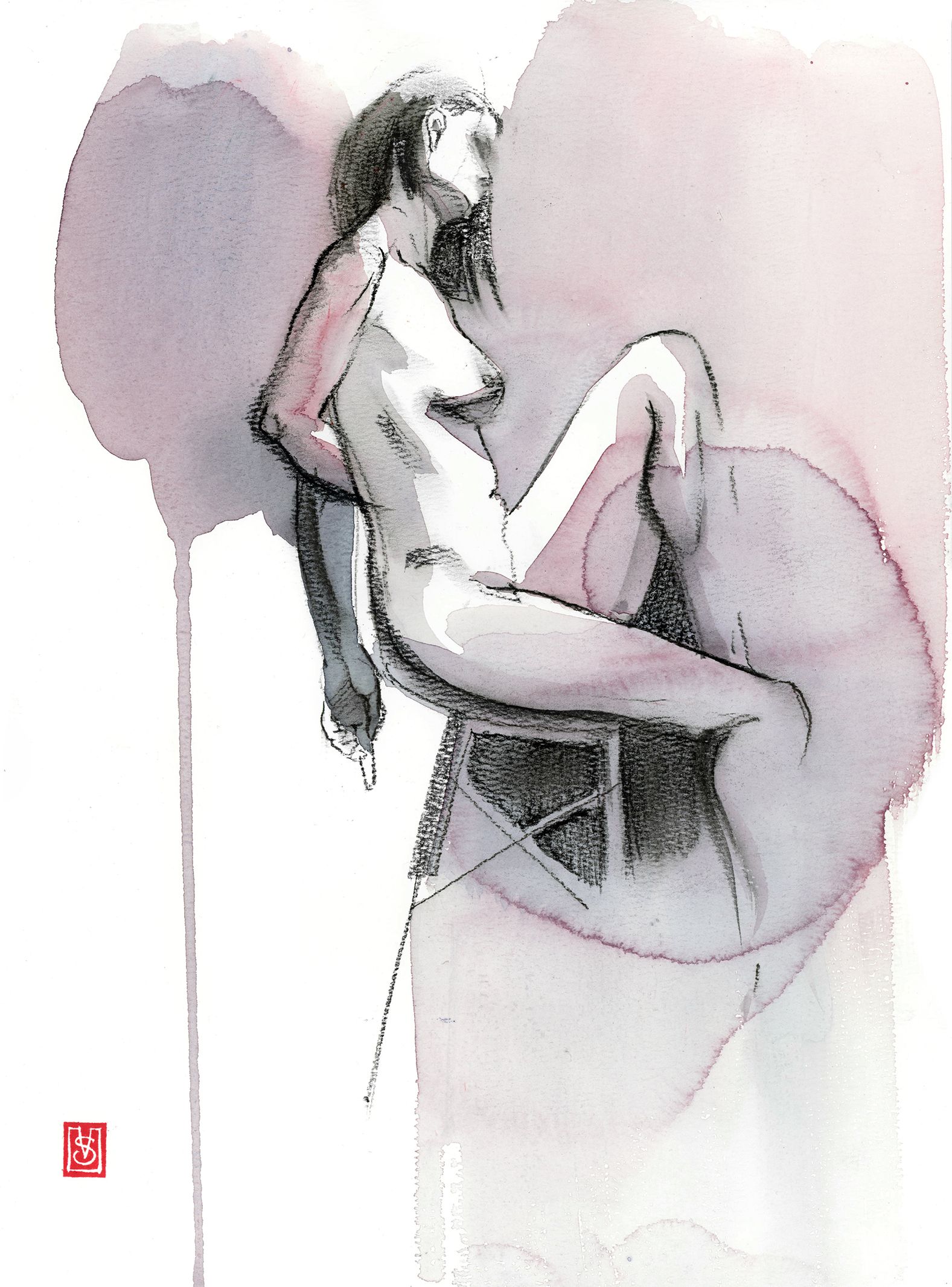 Виктория Севастьянова (Авторская графика - 
                  28 x 36 см) Nude life drawing 013