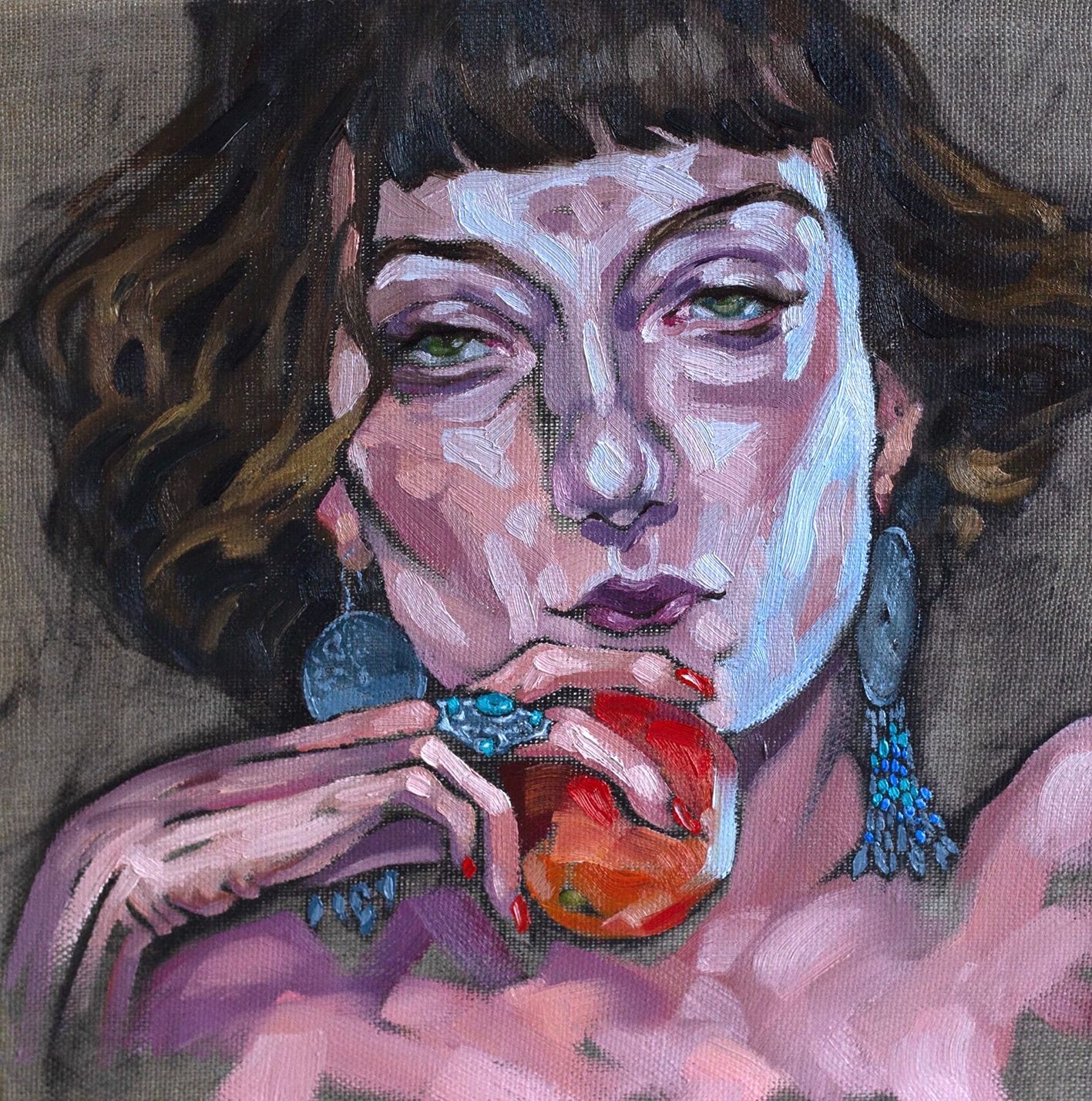 Lola Marinn (Картина, живопись - 
                  40 x 40 см) Белоснежка и яблоко