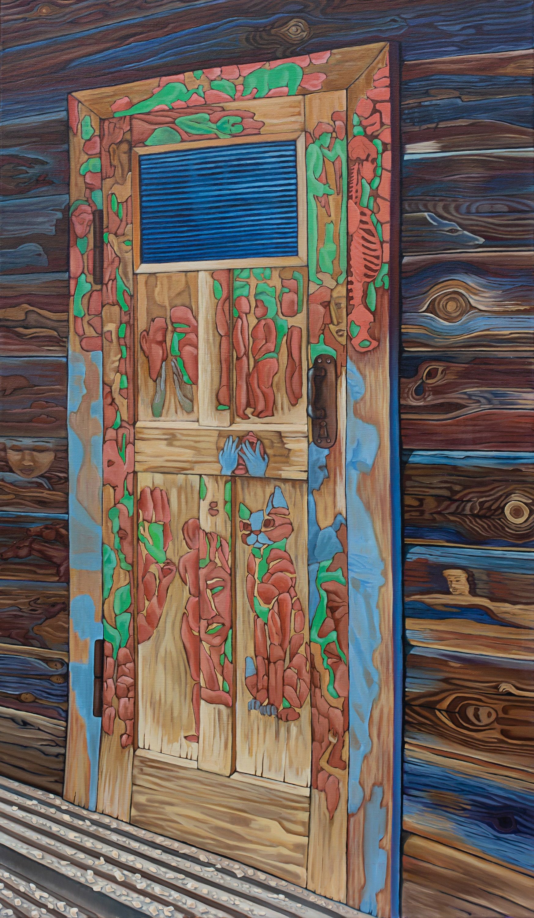 Елена Зима (Картина, живопись - 
                  70 x 120 см) Вход есть. Часть I (триптих)