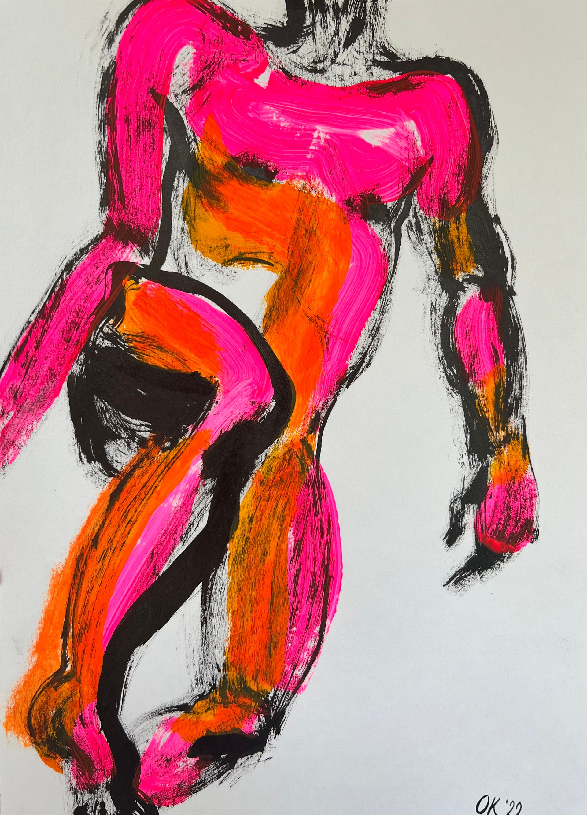 Ольга Кожевникова (Авторская графика - 
                  20.8 x 29.5 см) nude man 8