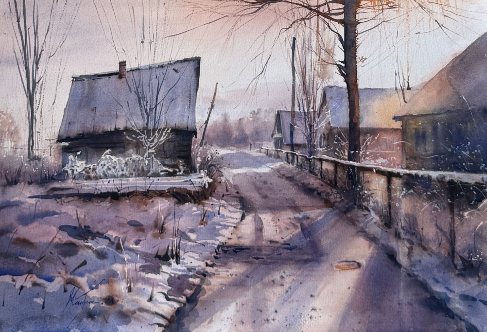 Жанна Губина (Авторская графика - 
                  45 x 30 см) В деревне