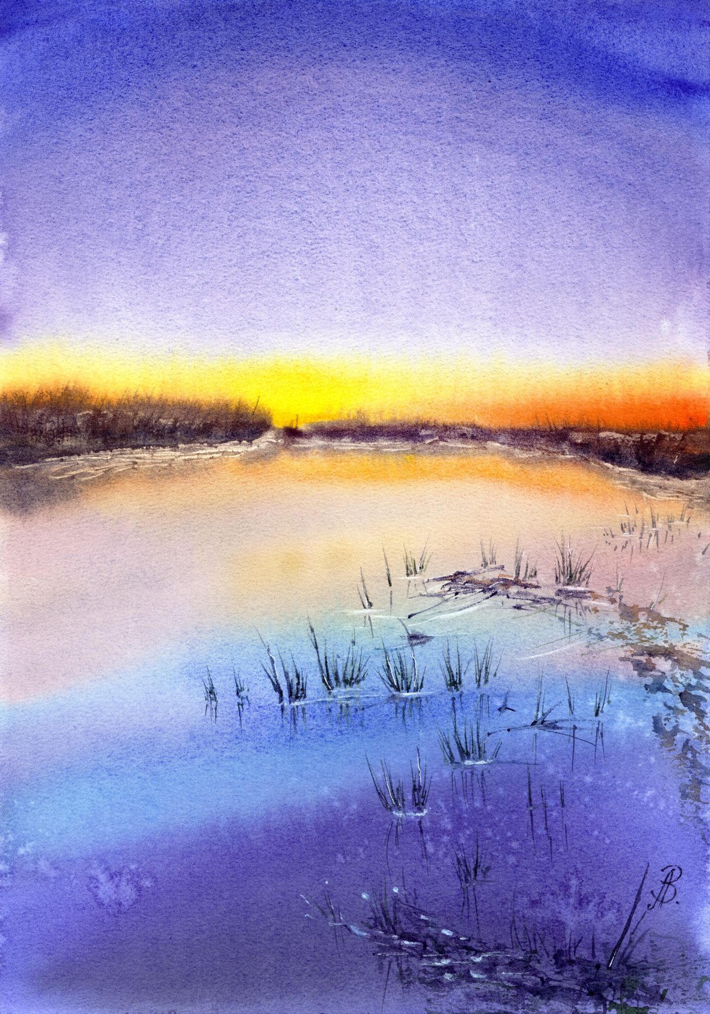 Алла Валежина (Авторская графика - 
                  30 x 42 см) Ильшанский пруд