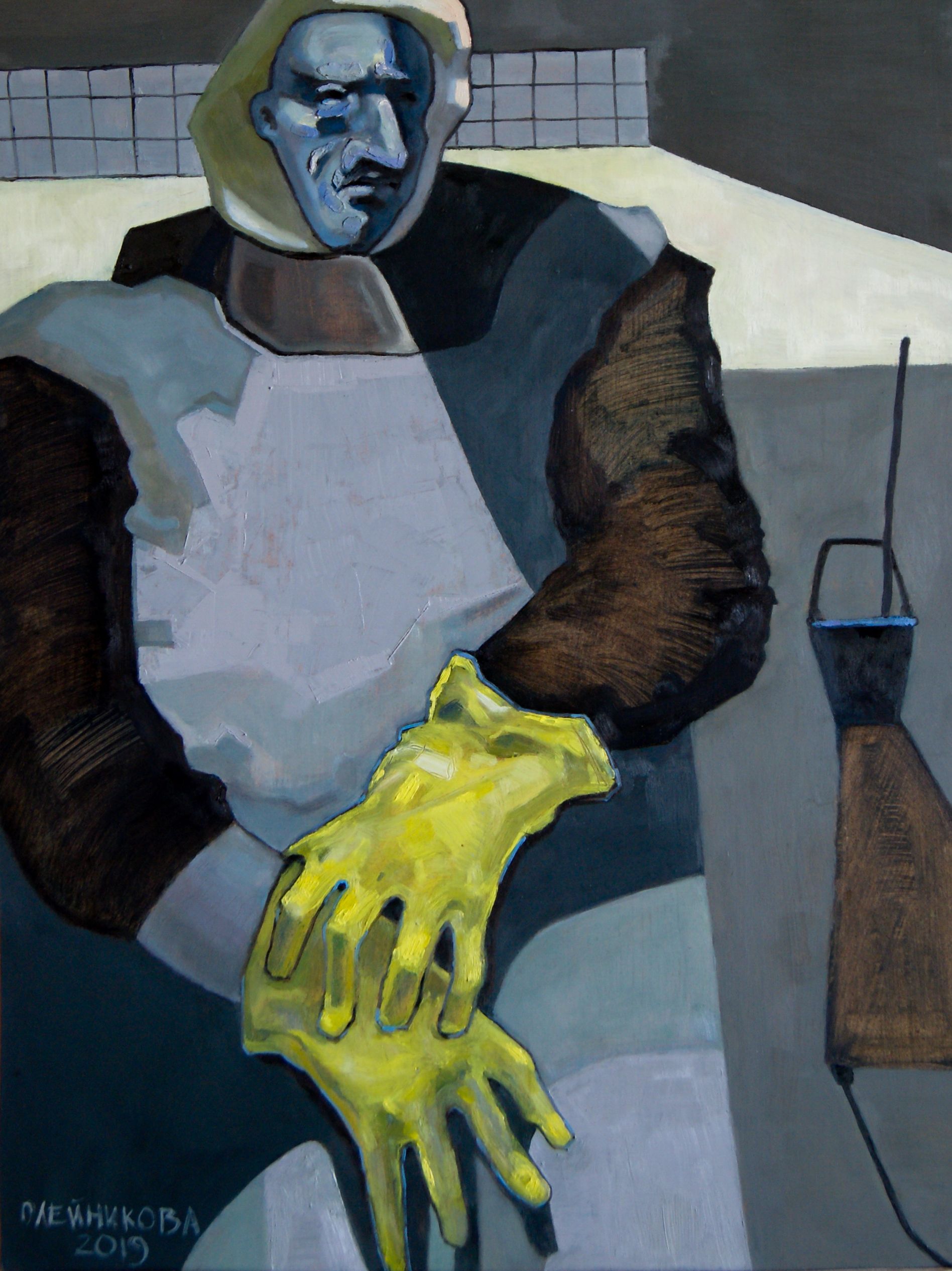 Лера Олейникова (Авторская графика - 
                  60 x 78 см) Жёлтые перчатки