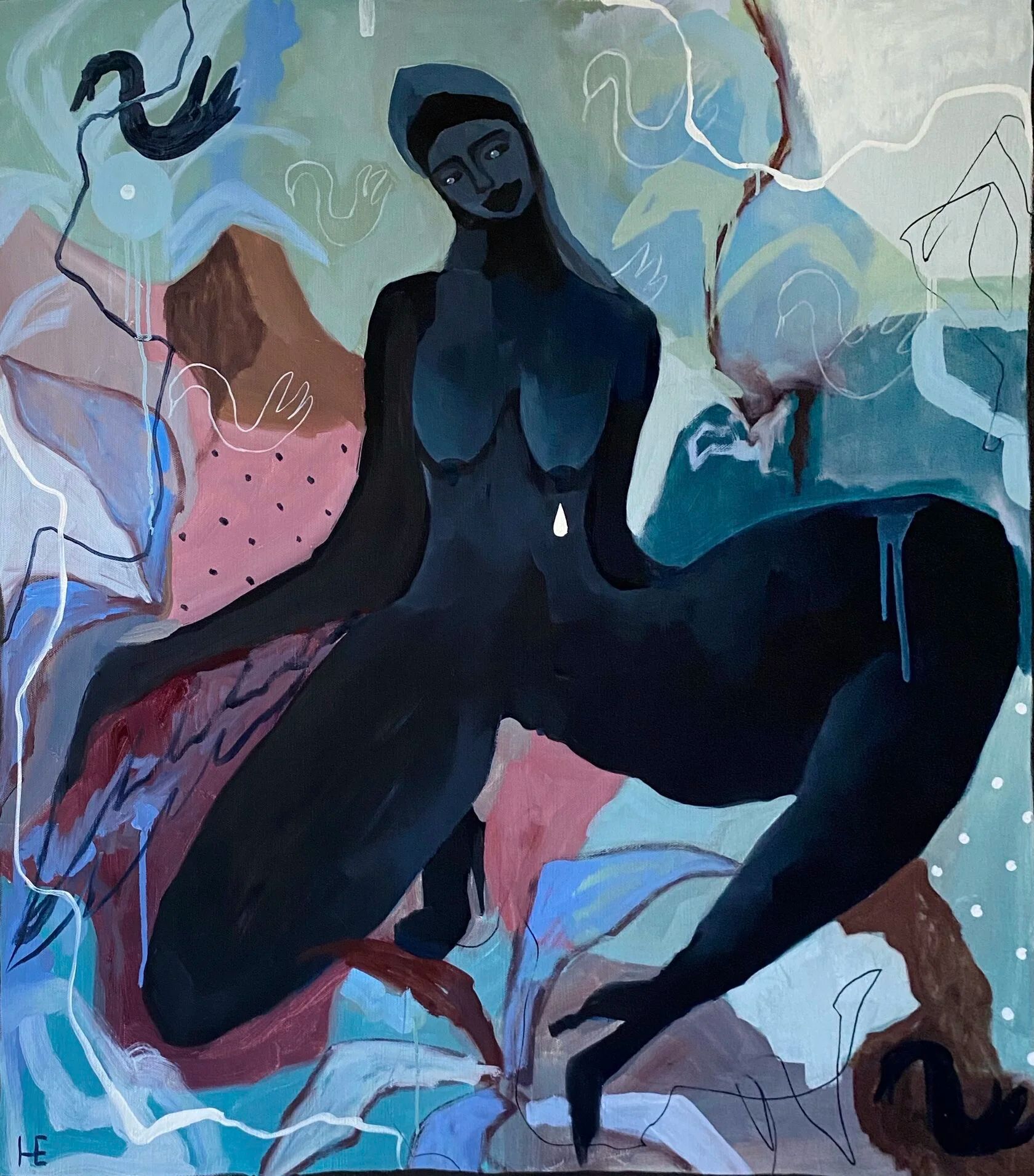 Екатерина Никитина (Картина, живопись - 
                  91 x 97 см) Молоко черного лебедя