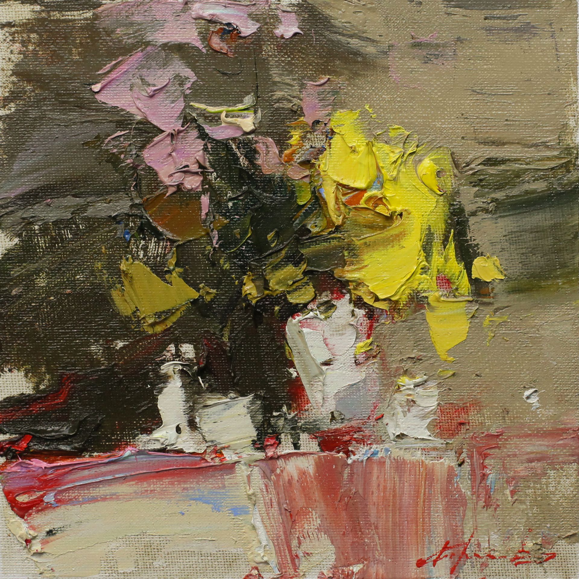 Евгений Бурцев (Картина, живопись - 
                  20 x 20 см) Цветочная легкость