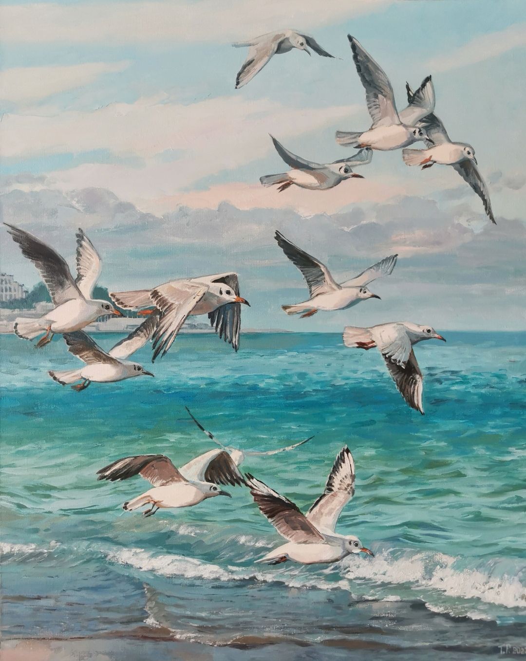 Татьяна Павлова (Картина, живопись - 
                  80 x 100 см) Чайки. Море
