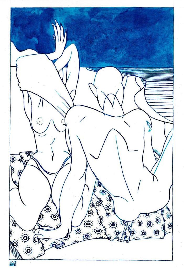 Анна Филиппова-Широкая (Авторская графика - 
                  21 x 29.7 см) Пляж