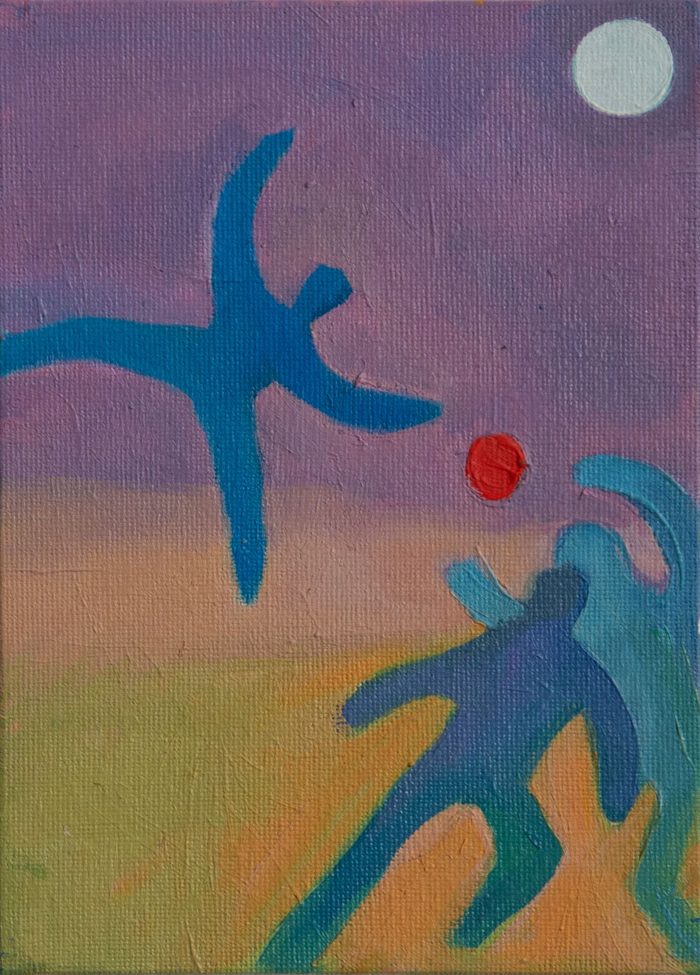 Анастасия Лимонова (Картина, живопись - 
                  13 x 18 см) Игра в футбол на закате