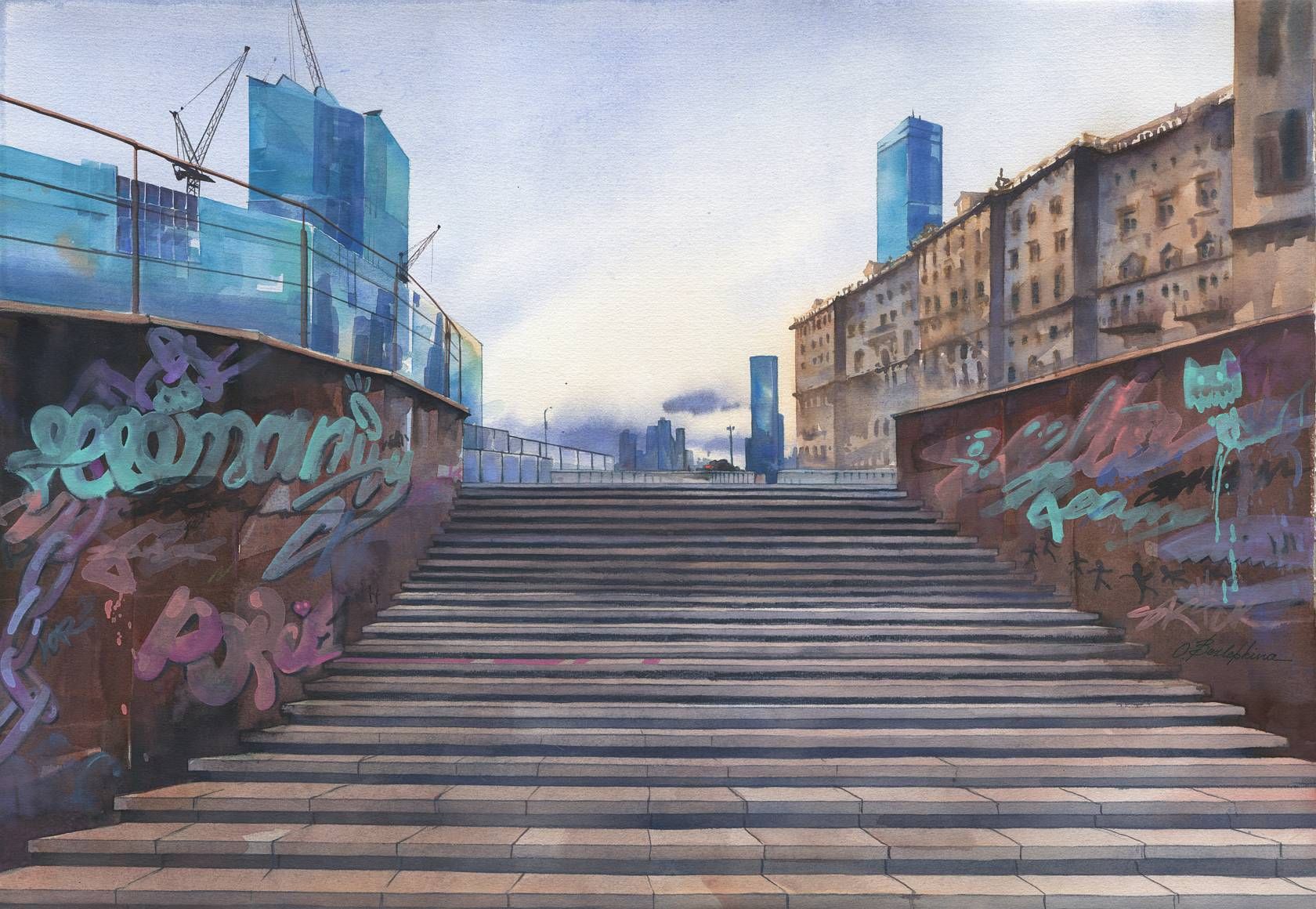 Ольга Безлепкина (Авторская графика - 
                  70 x 50 см) Спящий человек