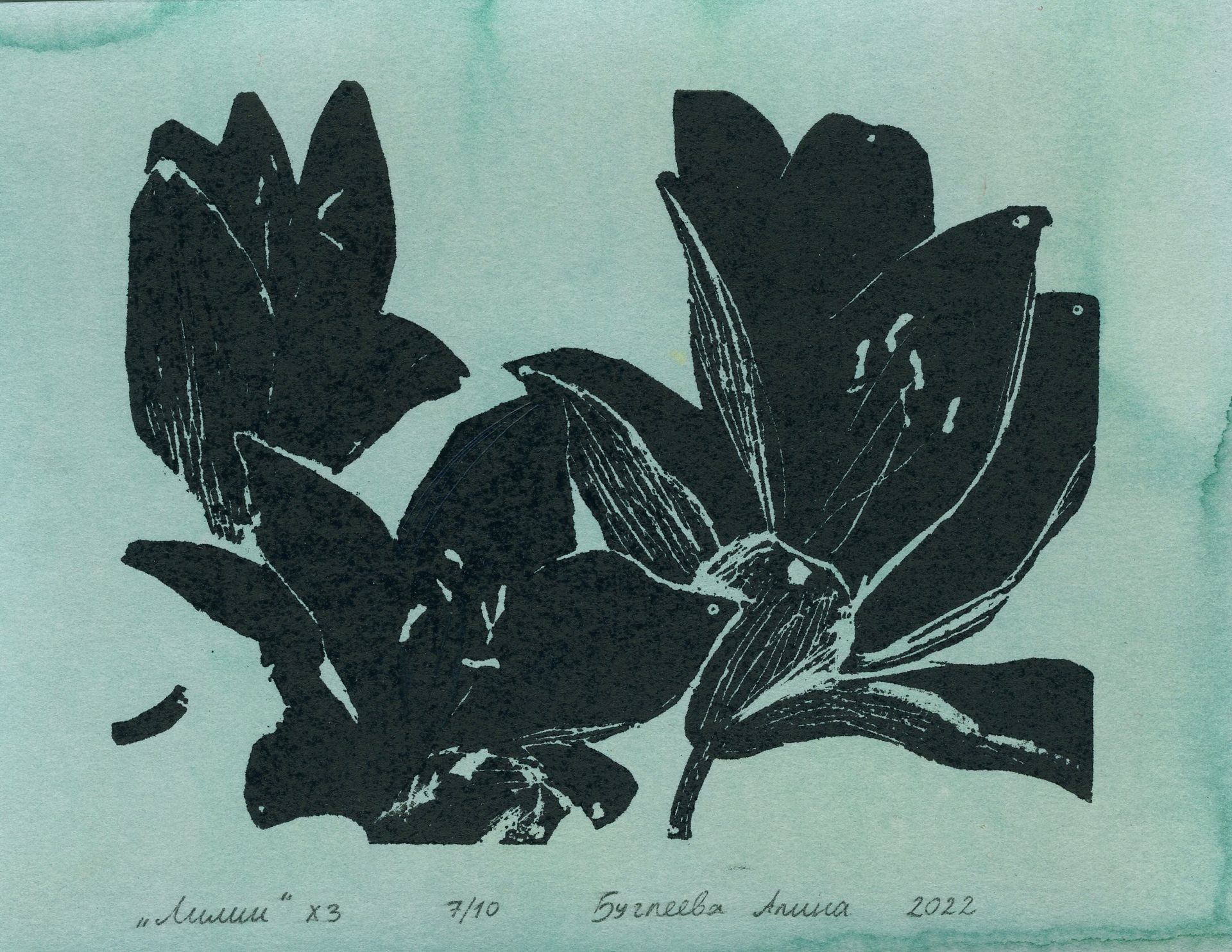 Алина Буглеева (Графика печатная - 
                  15 x 12 см) Лилии