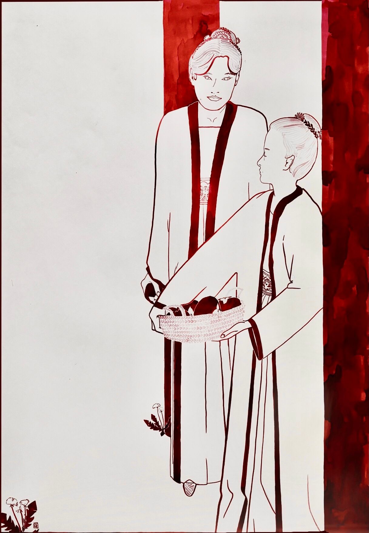 Анна Филиппова-Широкая (Авторская графика - 
                  60 x 84 см) Две сестры